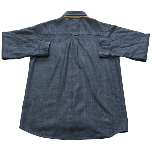 Firethorn Silver Wool Blend Leather Trim Blue Button Down Size M - Picture 2 of 5